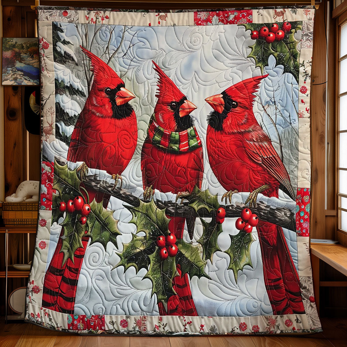 Snowy Cardinals WO2308003CL Quilt