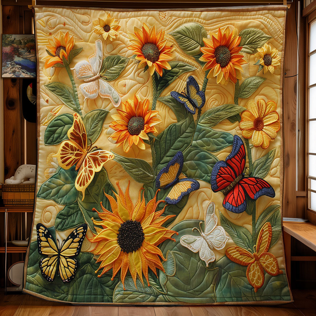 Sunflowers And Butterfly WO2208043CL Quilt