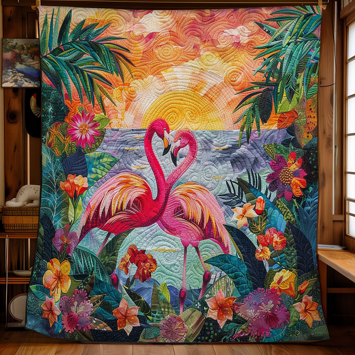 Sunset Love Flamingo WM1408052CL Quilt