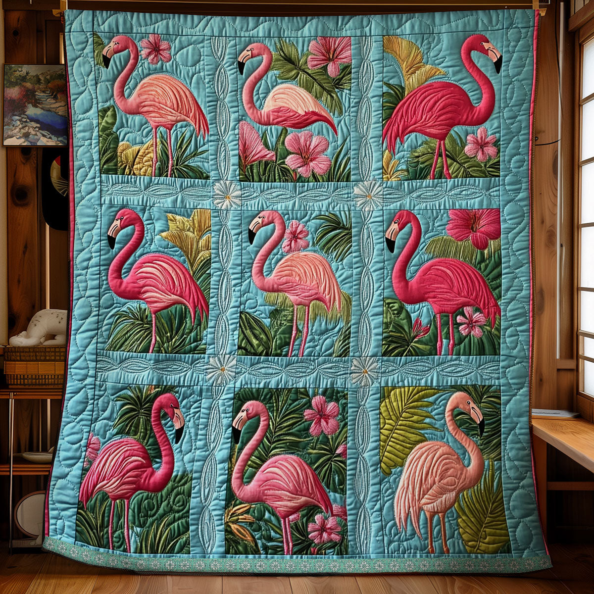 Tropical Flamingos XR1409002CL Quilt