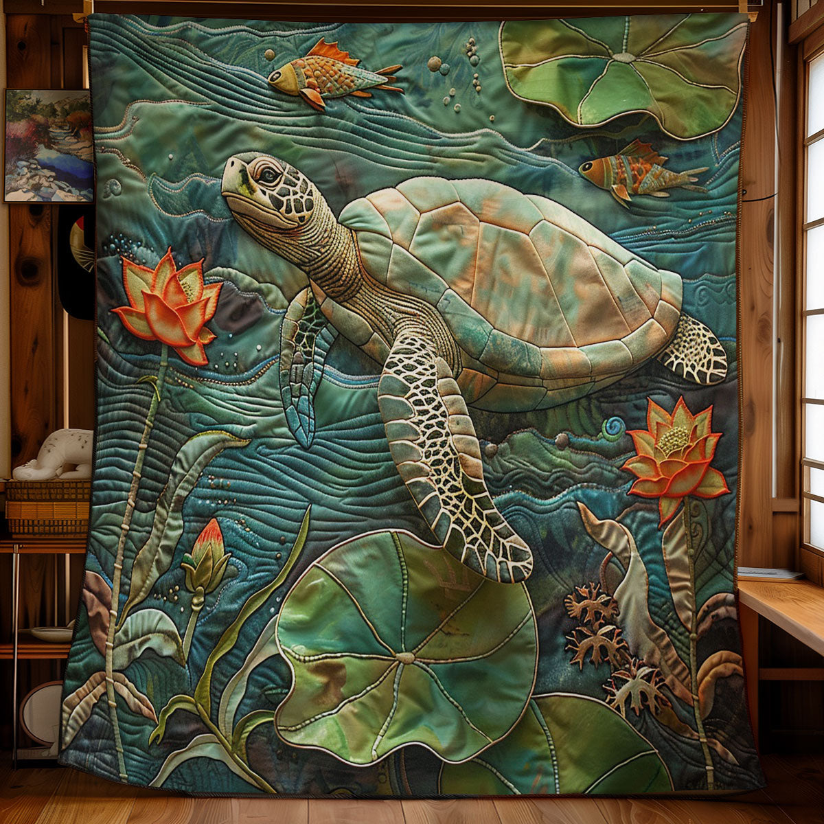 Turtle Swimming WO3008044CL Quilt