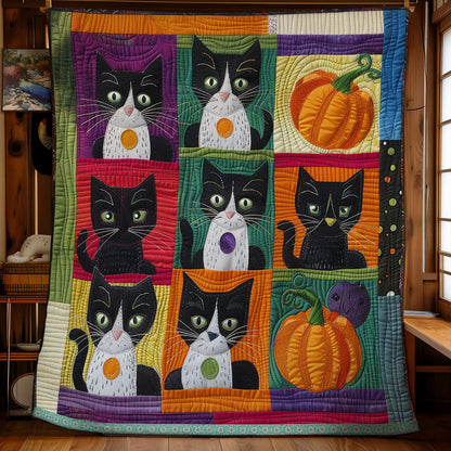 Tuxedo Cat An Pumpkins XR0409031CL Quilt