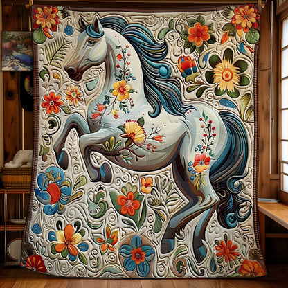 White Horse And Floral WO28080026CL Quilt