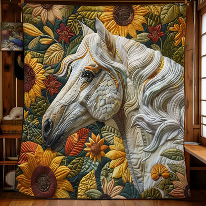 White Horse And Sunflowers WM1408001CL Quilt