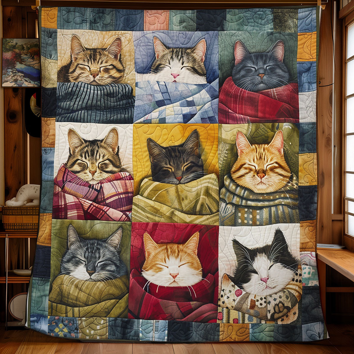 Sleeping Cozy Cat WG1408002CL Quilt