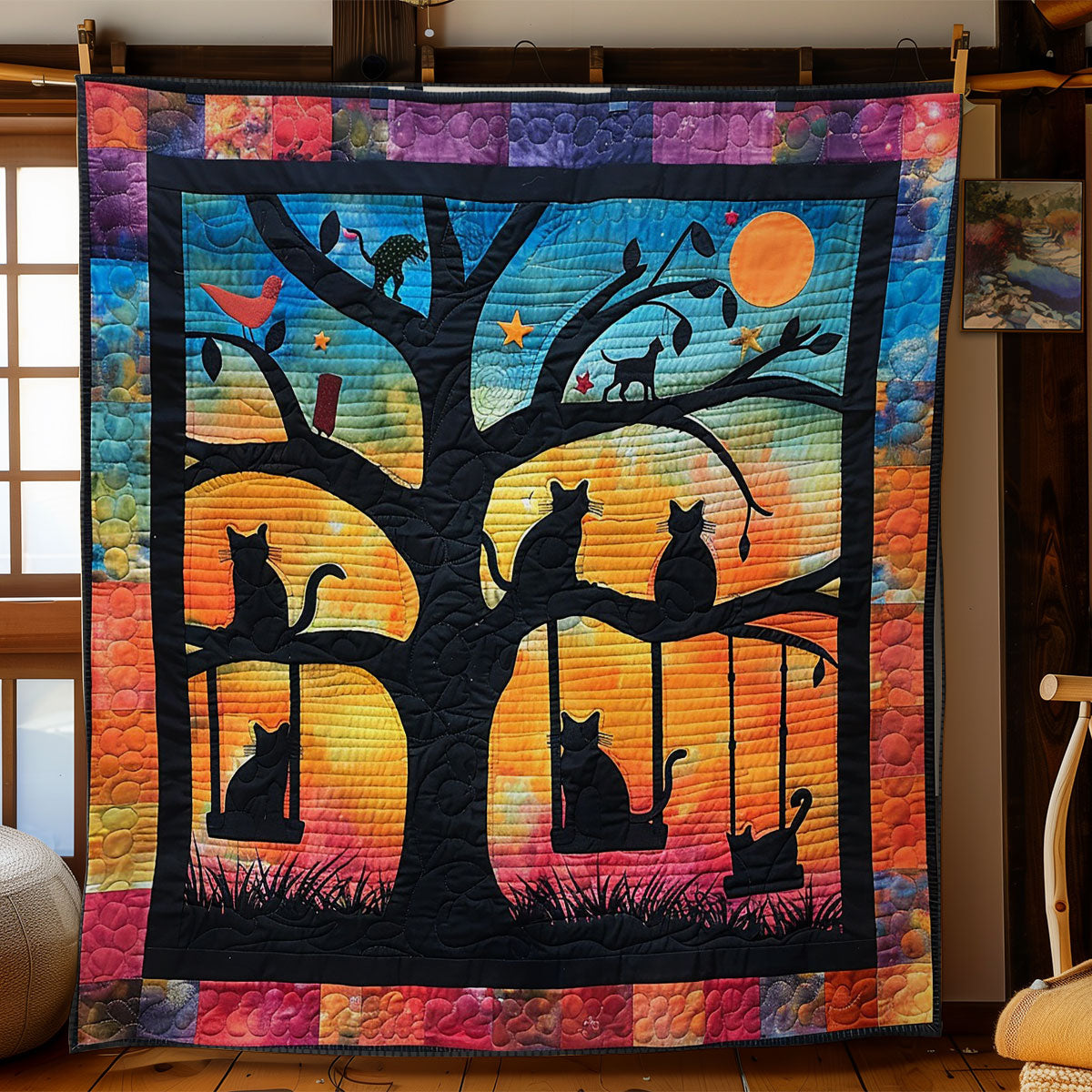 Black Cats And Swing WO2308032CL Quilt