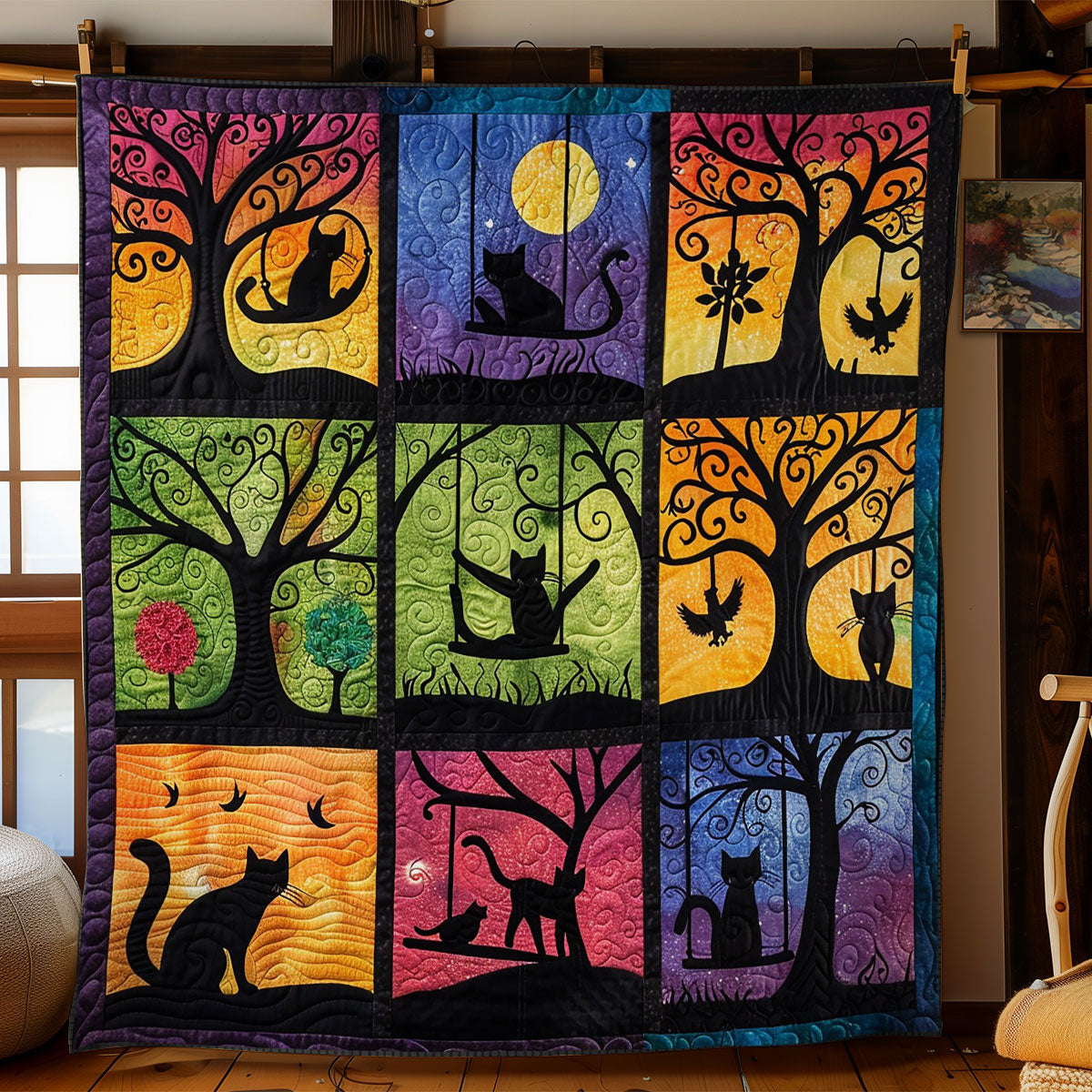 Black Cats At The Night WO2308033CL Quilt