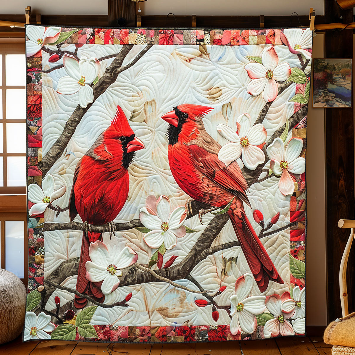 Blooming Cardinals XR1008022CL Quilt