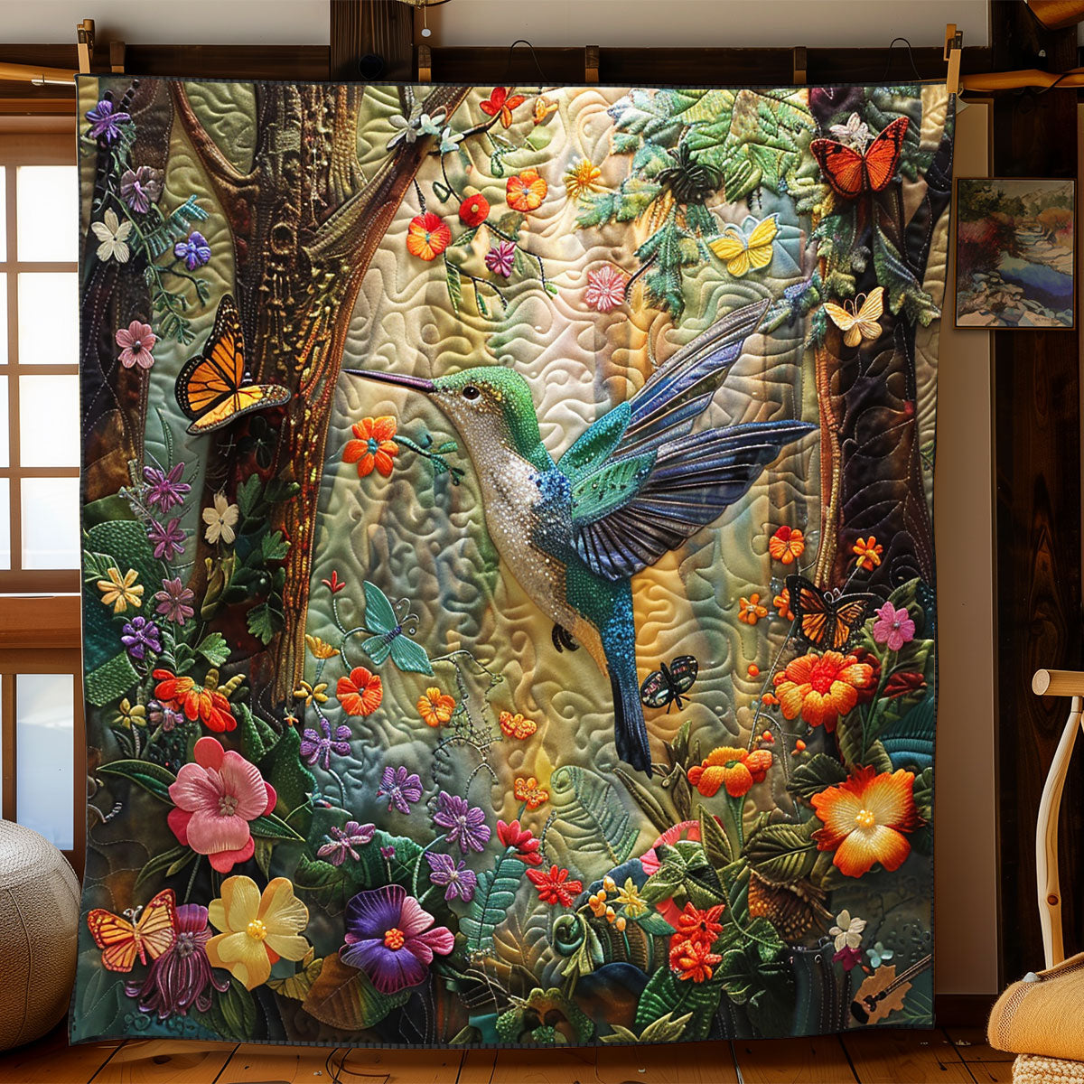 Blooming Hummingbird XR1008008CL Quilt