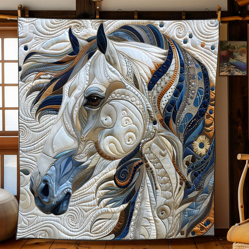 Blue Horse In Wind XR1608017CL Quilt