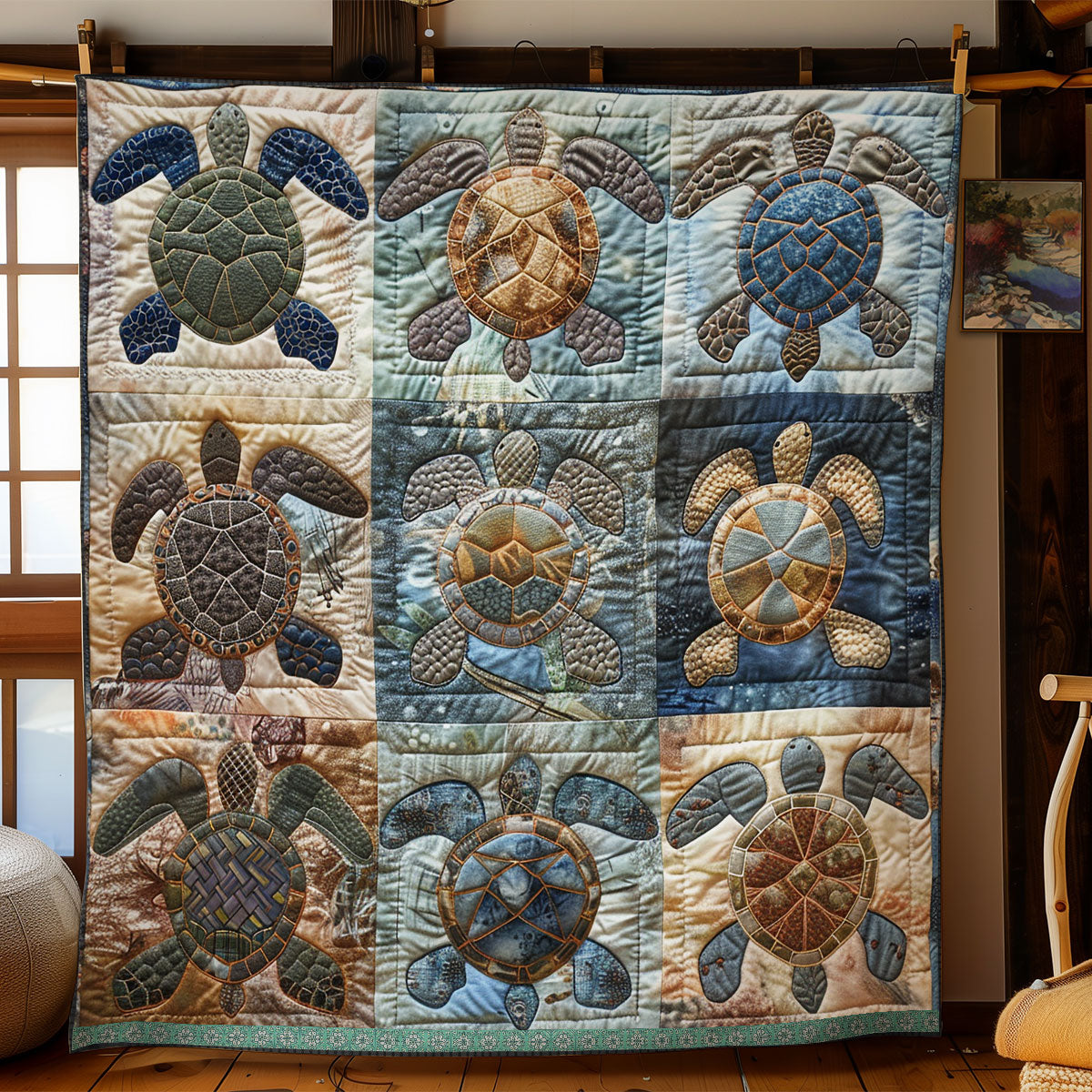 Blue Wave Sea Turtles XR1409007CL Quilt