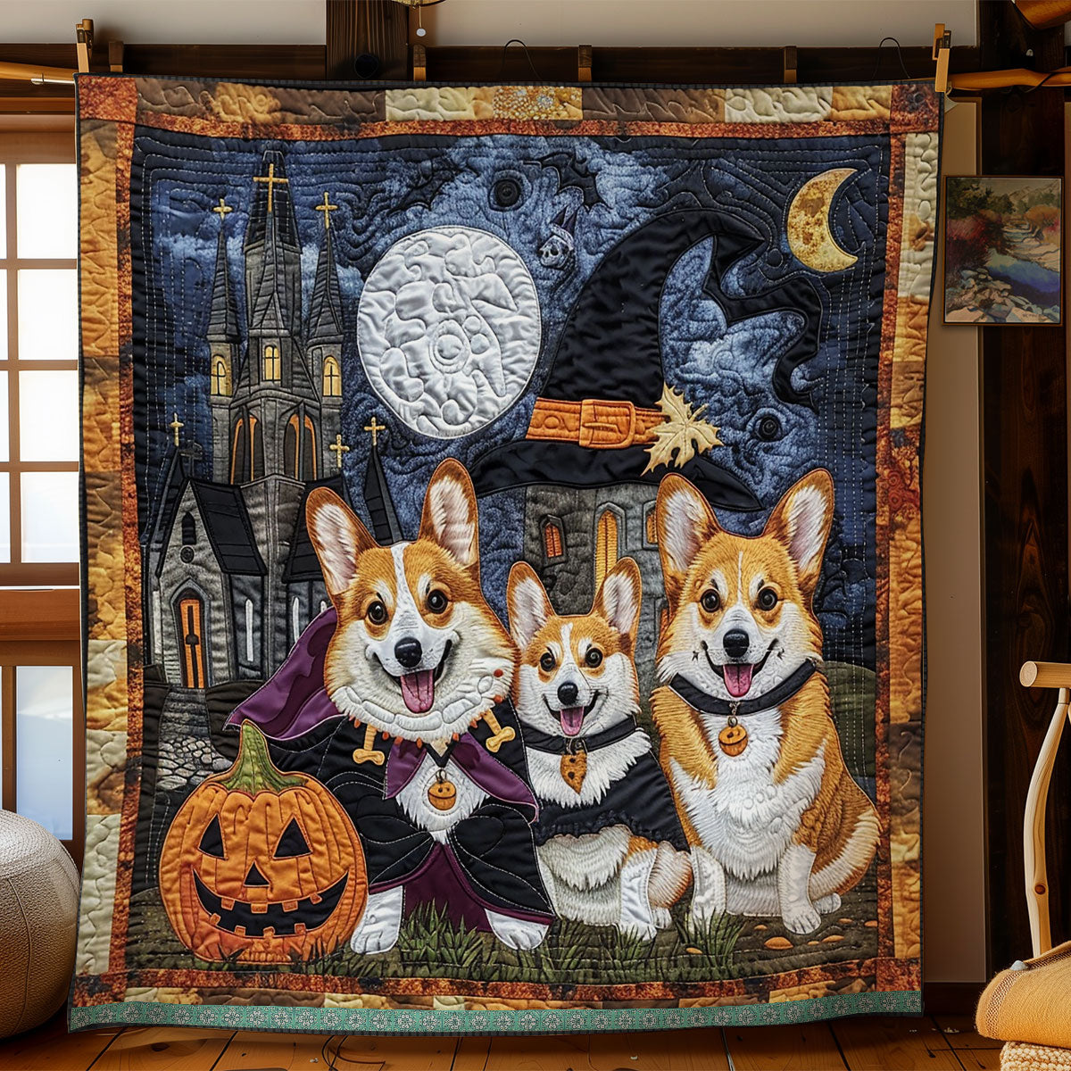 Boo Corgis XR3008018CL Quilt
