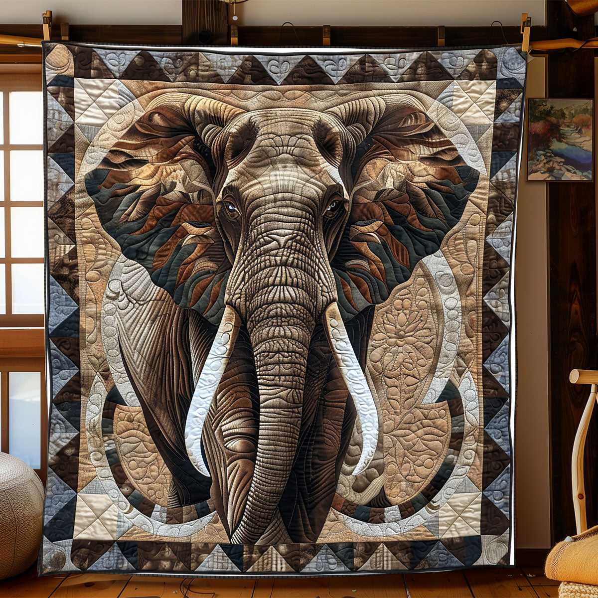 Brown African Elephant XR1008045CL Quilt