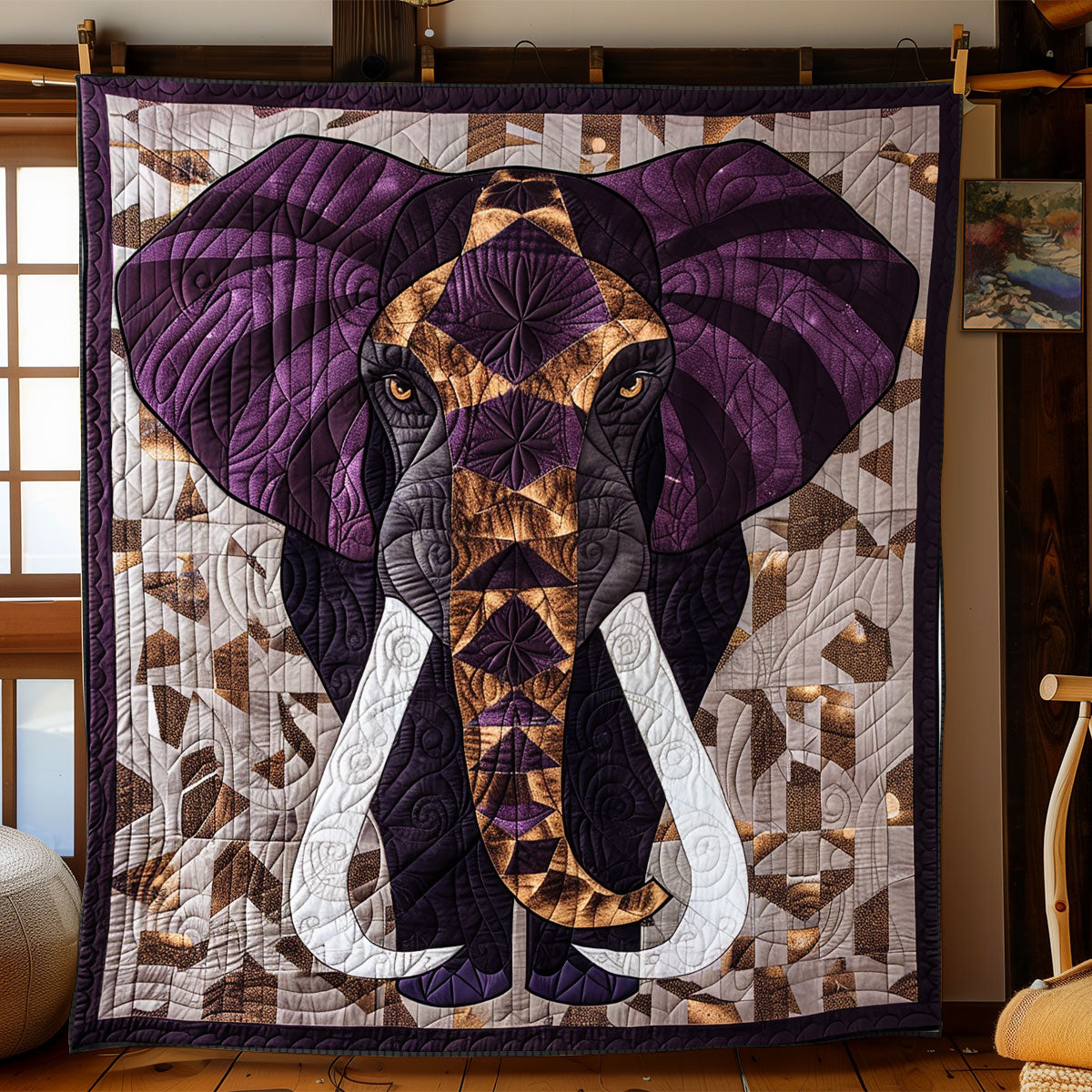 Brown Trunk Elephant XR1008043CL Quilt