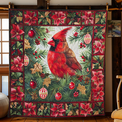 Cardinal With Flowers Blooming WO2008045CL Quilt