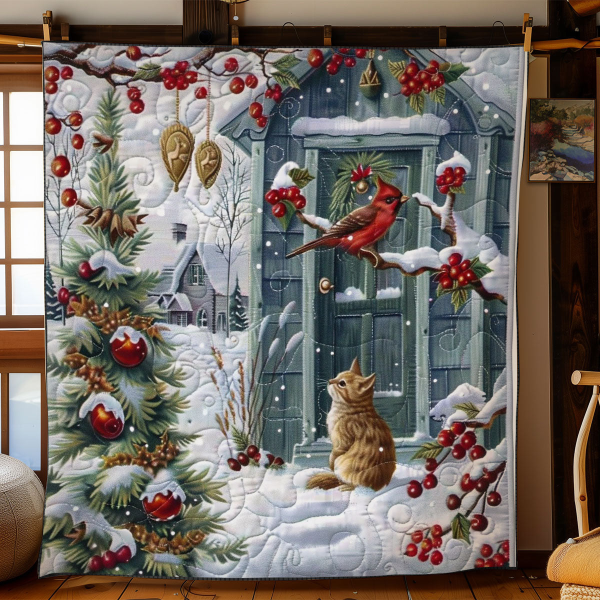 Cat And Cardinal WO2908064CL Quilt