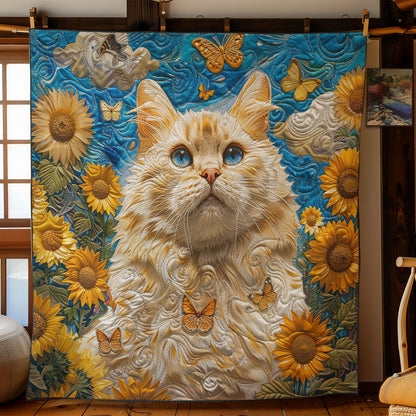 Cat In The Field Sunflowers WO3008011CL Quilt