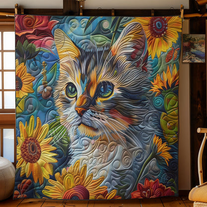 Cat In The Field Sunflowers WO3008012CL Quilt