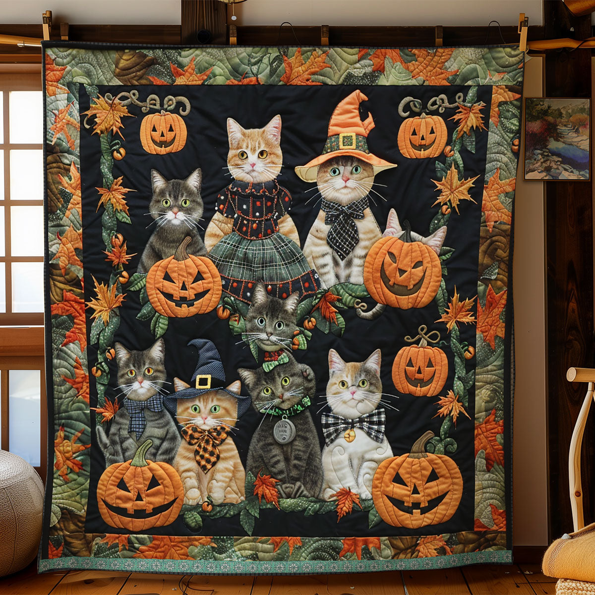 Cat Witch Pumpkin XR0409025CL Quilt