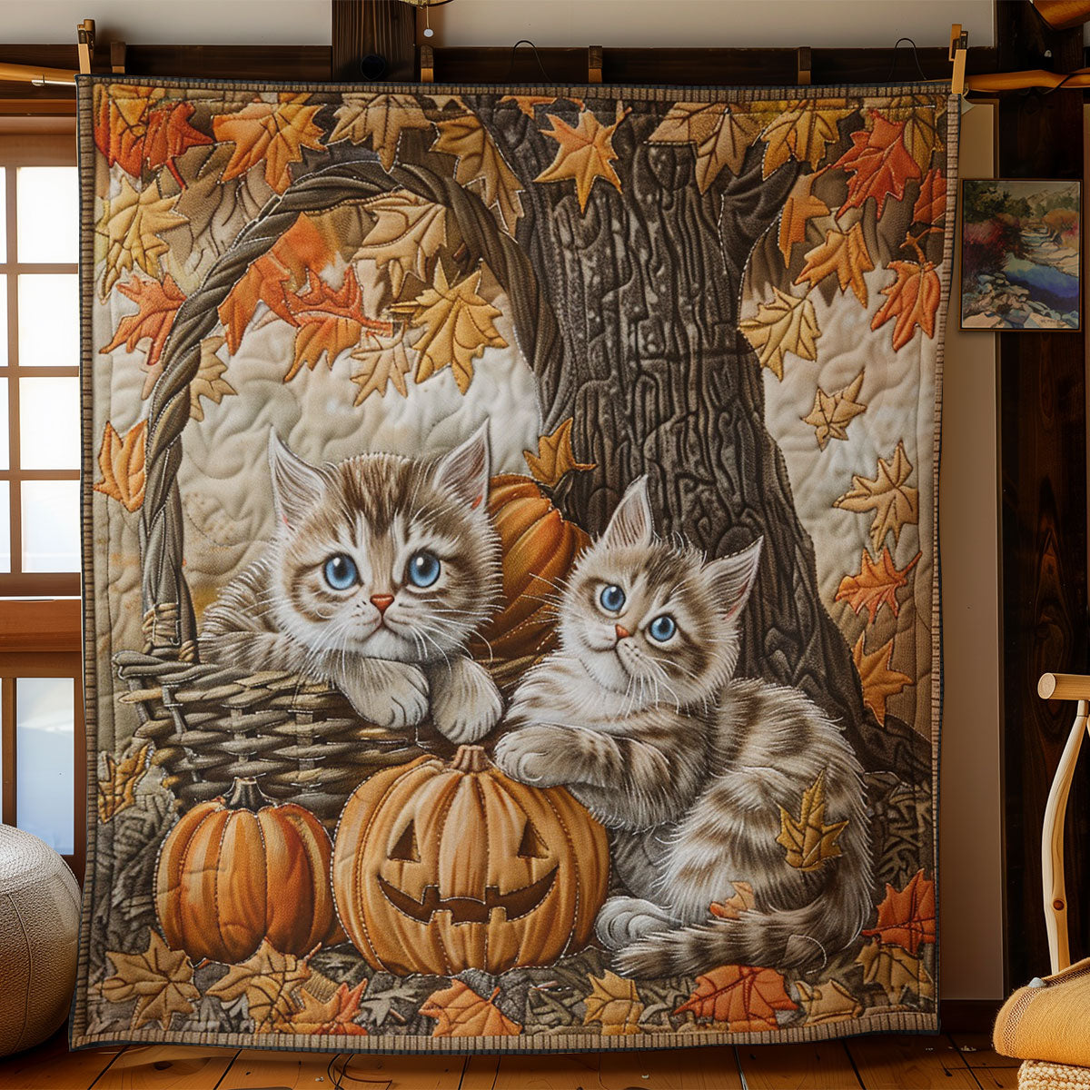 Cats And Pumpkin WO3008019CL Quilt