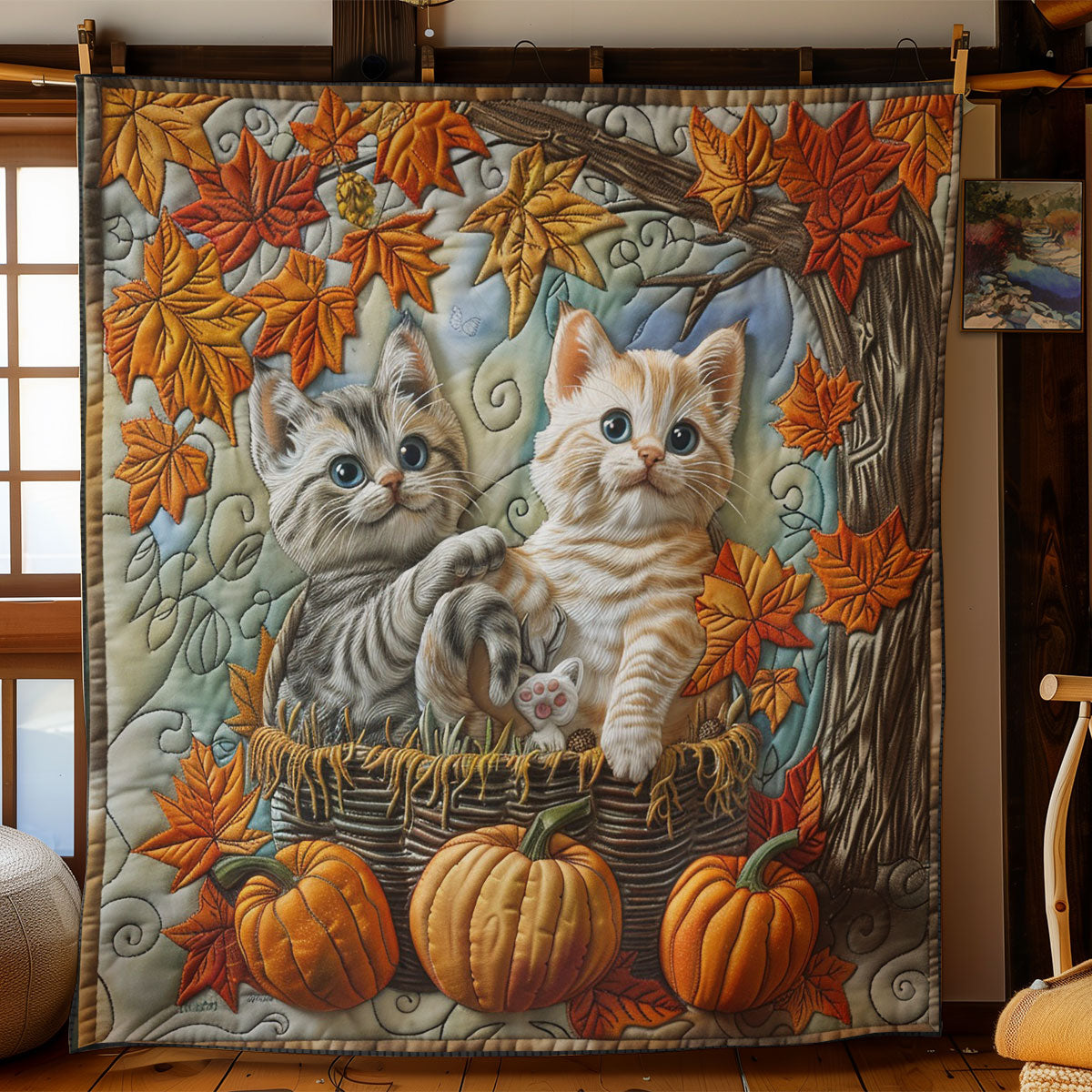 Cats And Pumpkins WO2008020CL Quilt