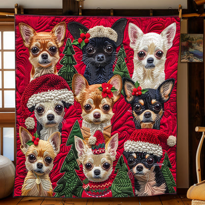 Cheerful Chihuahua Christmas XR1508019CL Quilt