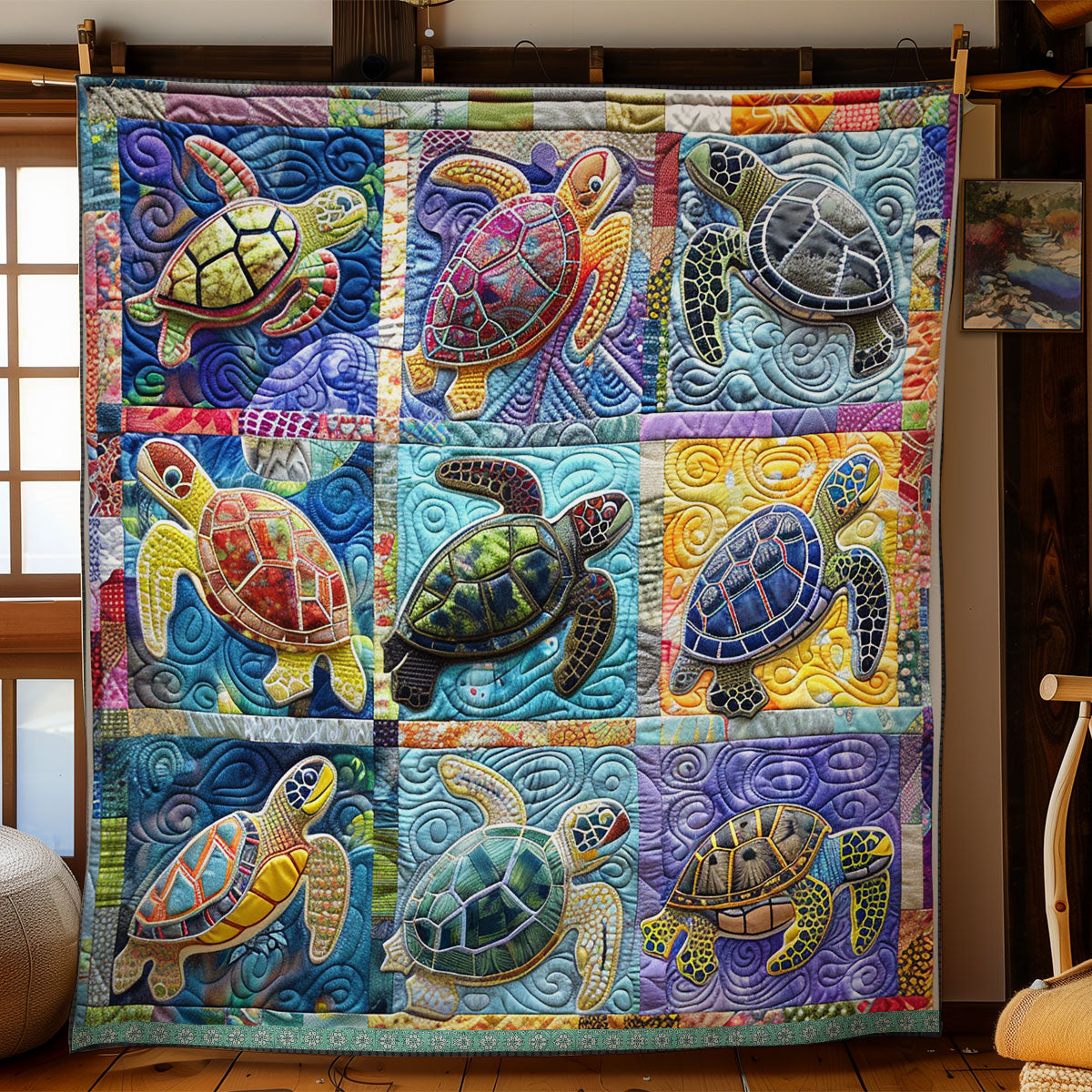 Colorful Turtles XR1409019CL Quilt