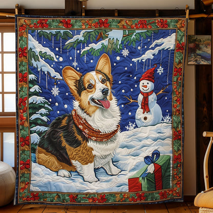 Corgi And Snowman WO2208007CL Quilt