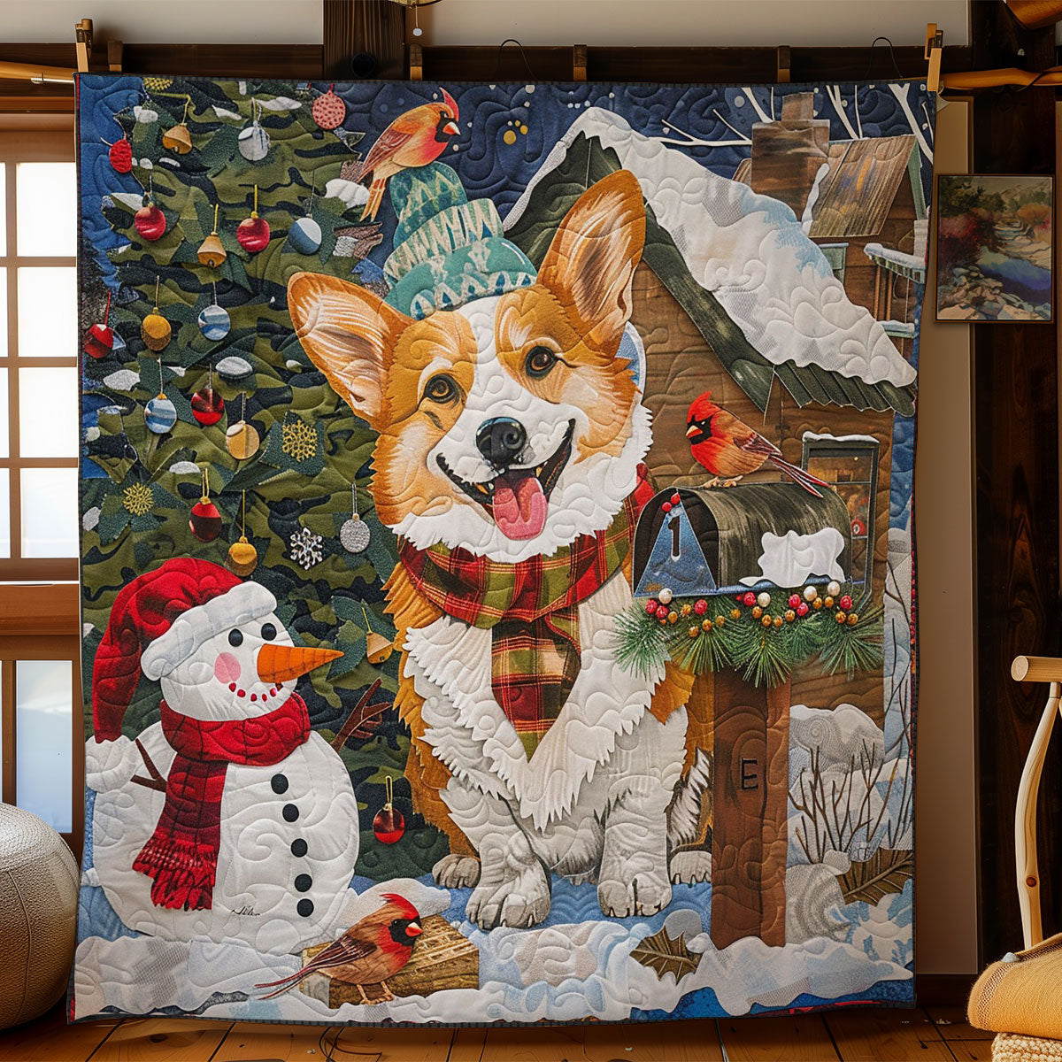 Corgi And Snowman WO2908022CL Quilt