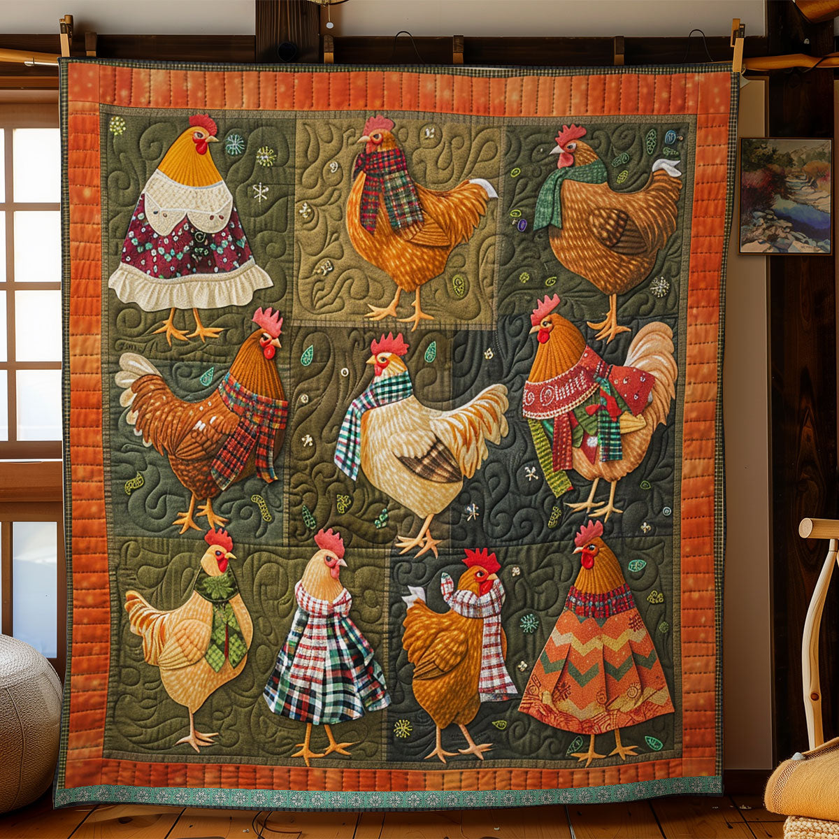 Countryside Roosters XR0409023CL Quilt