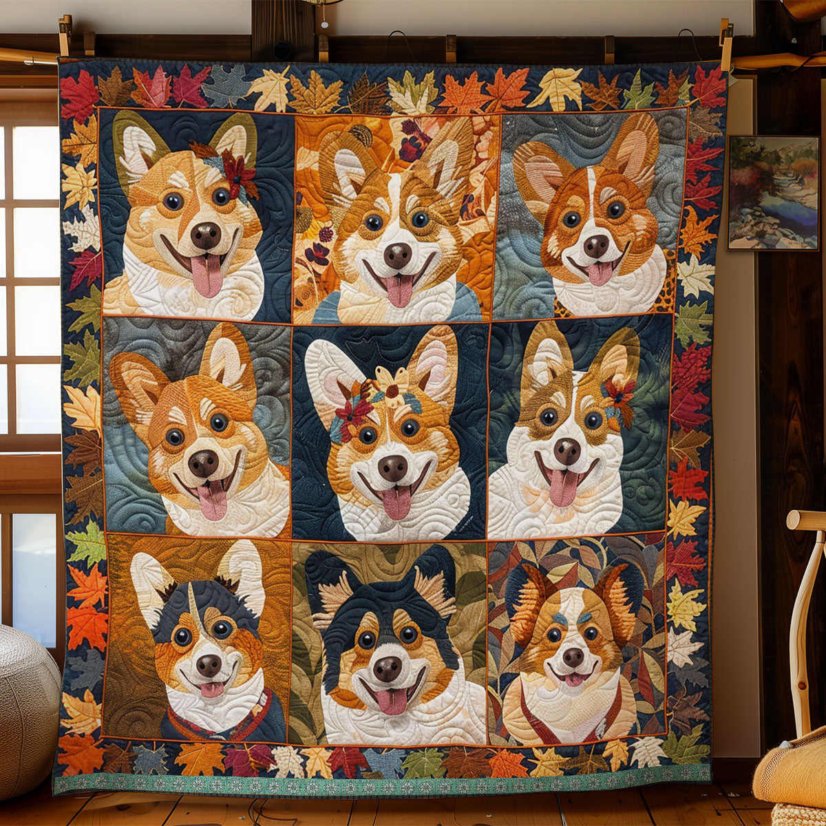 Cute Corgi Autumn XR2708011CL Quilt