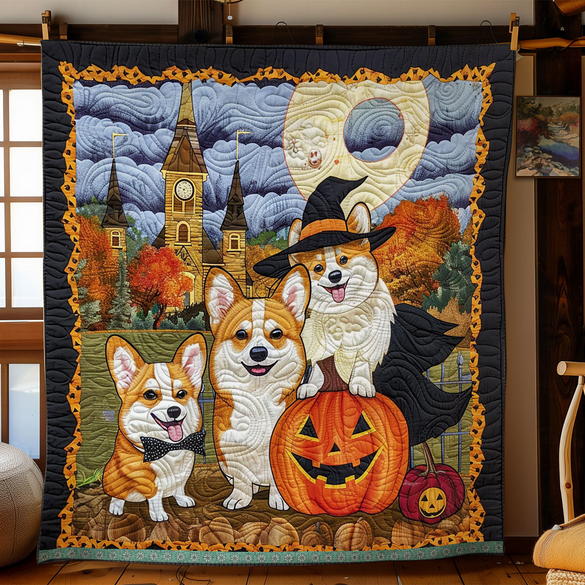 Cute Corgi Witch XR3008021CL Quilt