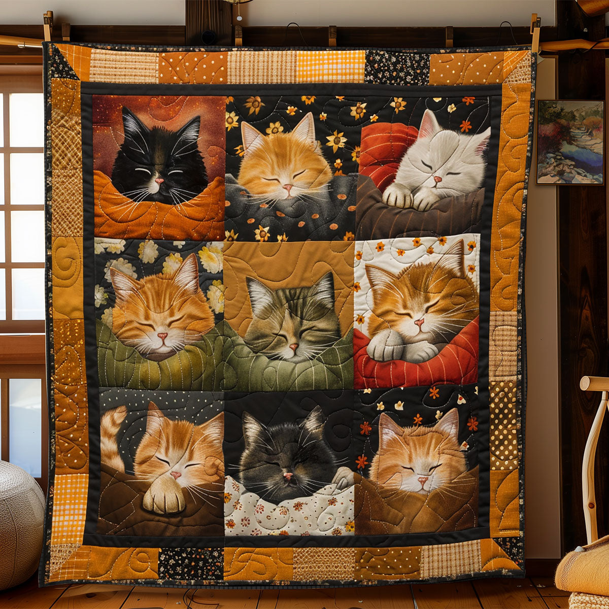 Cute Sleepy Cat XR1508001CL Quilt