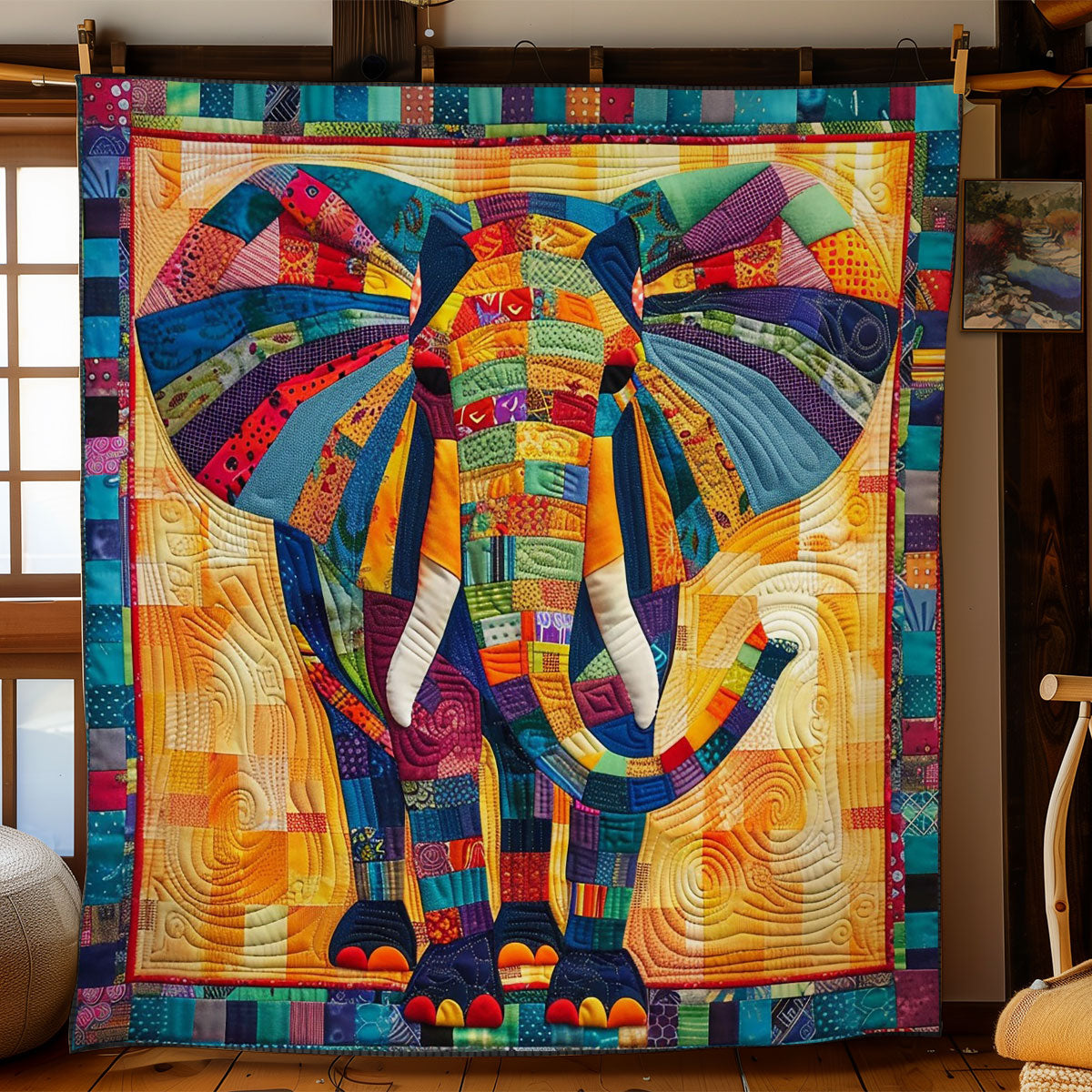 Elephant Colorful WO2708009CL Quilt