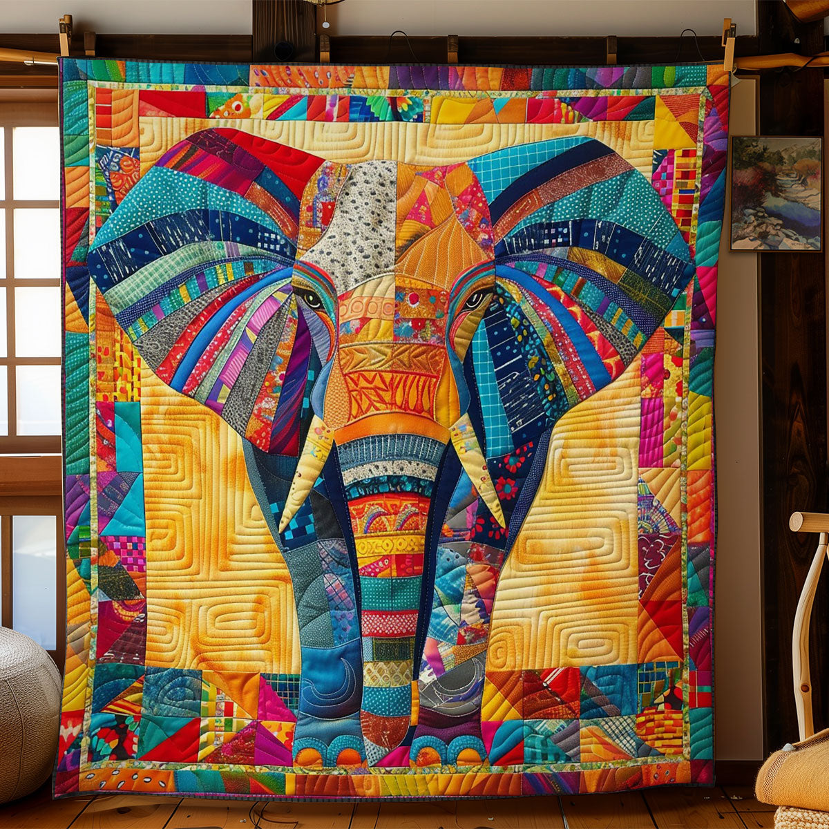 Elephant Colorful WO2708015CL Quilt