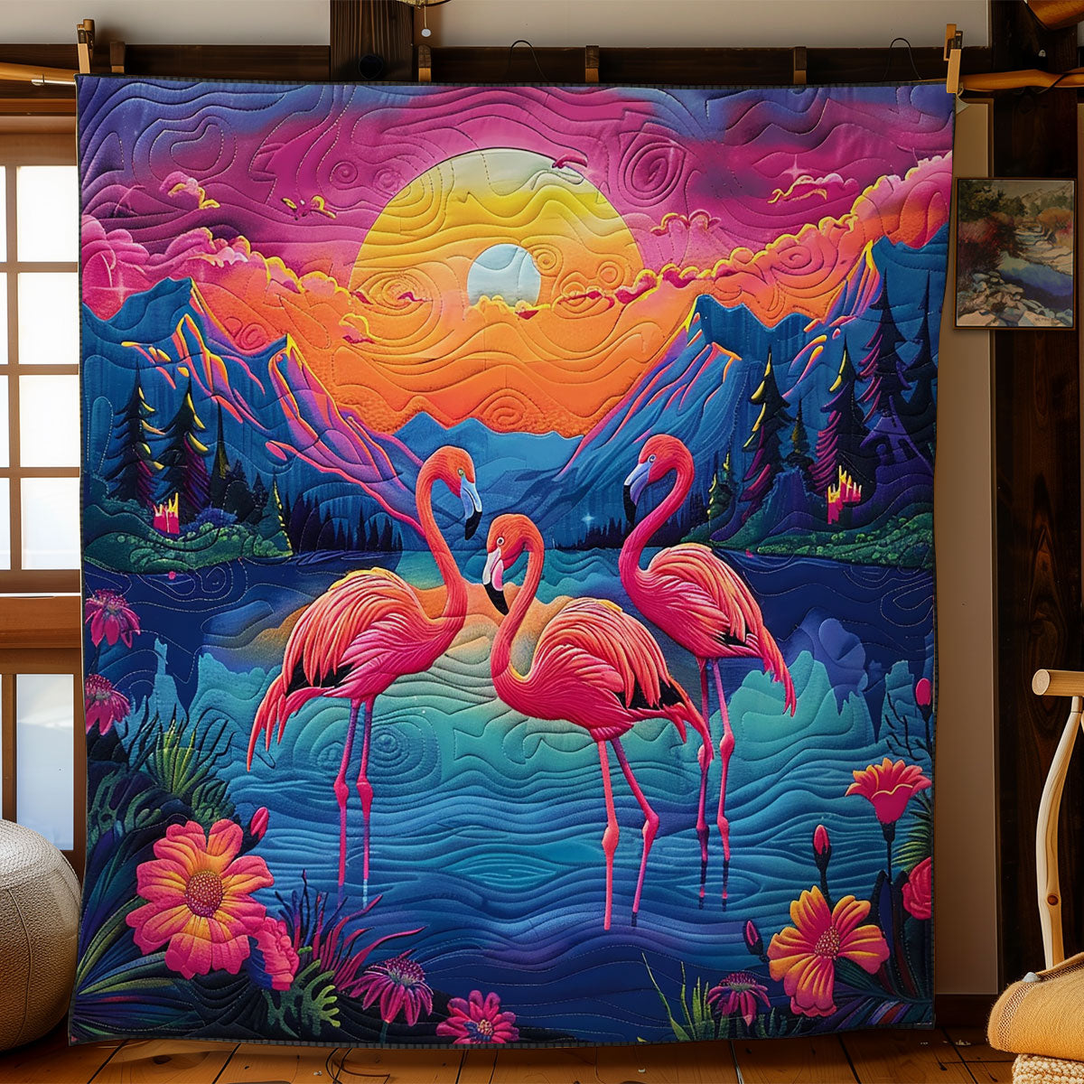 Flamingo And Sunset WO2008025CL Quilt