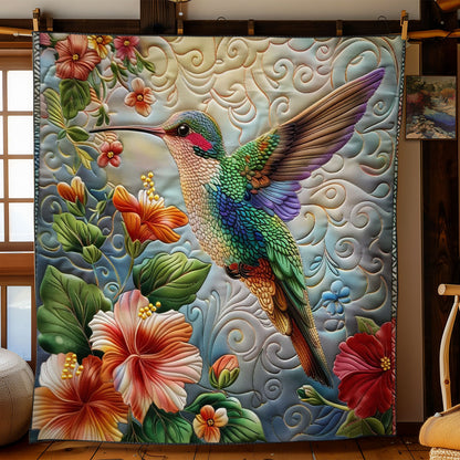 Florals And Hummingbird WO2108002CL Quilt