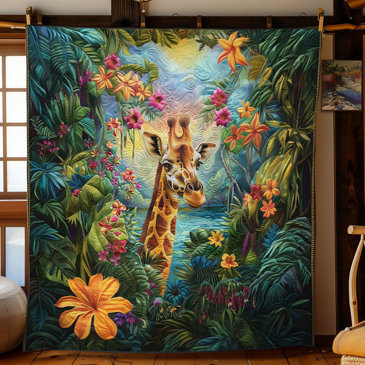 Giraffes And Flowers WO2308008CL Quilt