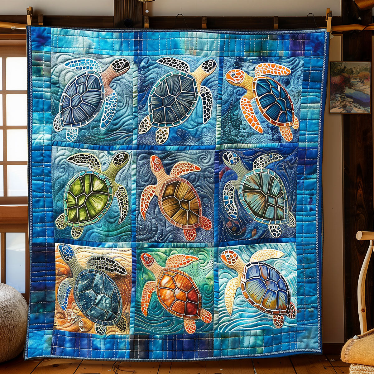 Gleeful Turtle Waters XR2308017CL Quilt