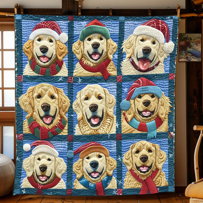 Golden Retriever Christmas Hats XR2308018CL Quilt