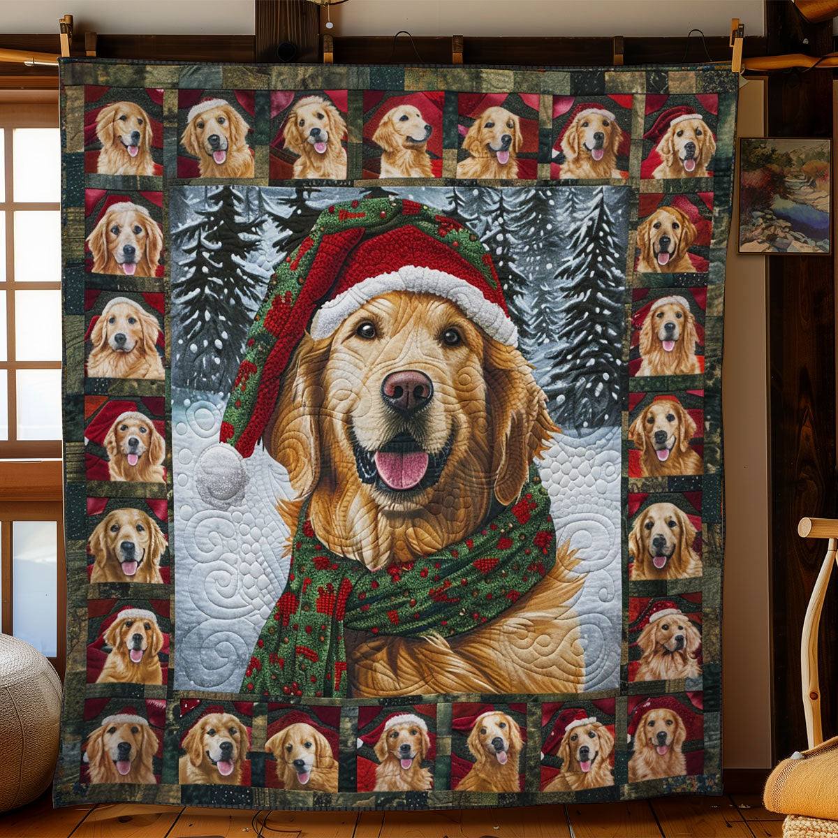 Golden Retriever With Christmas WO2608023CL Quilt