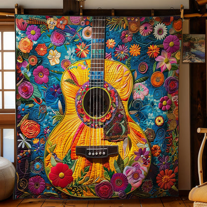 Guitar And Florals WO2208036CL Quilt