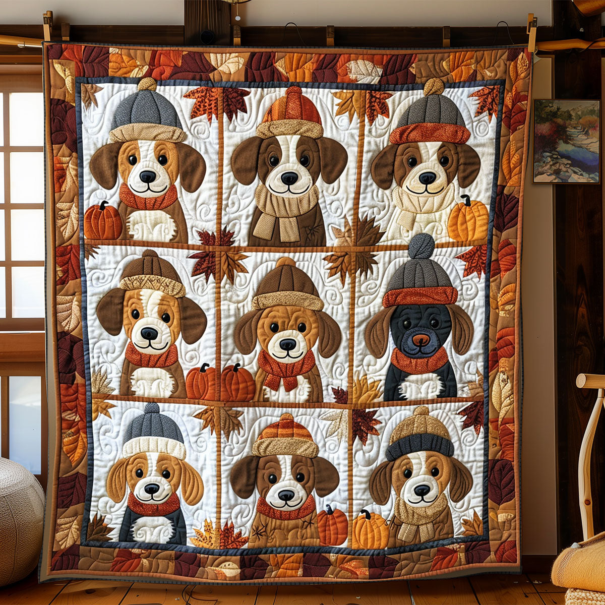 Happy Autumn Beagles XR1908008CL Quilt