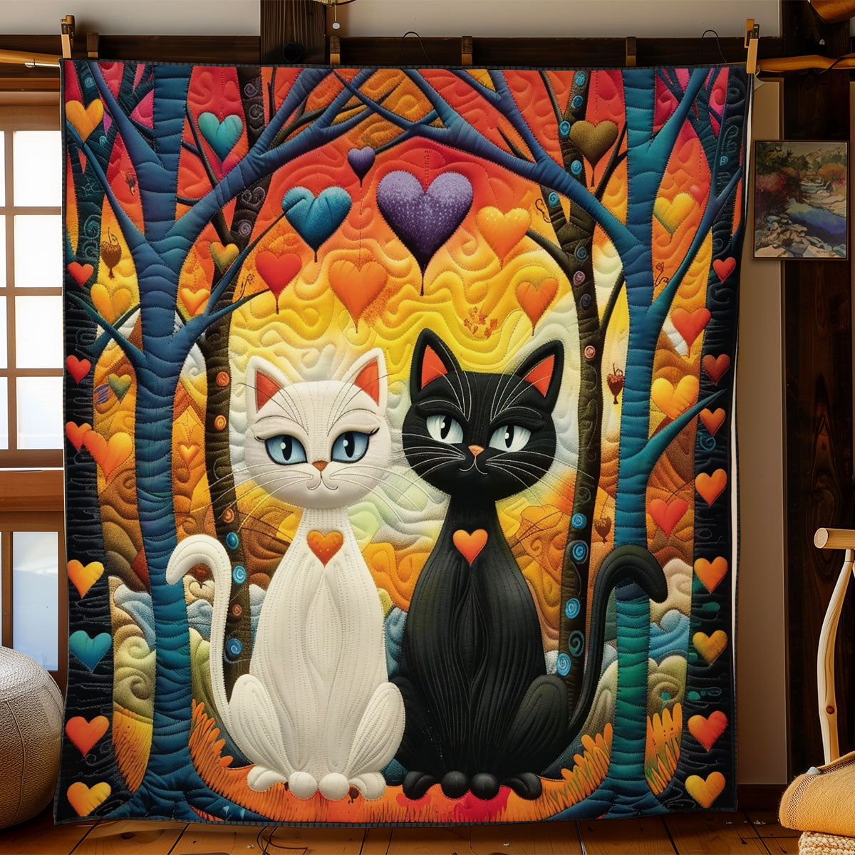 Harmony Of Black And White Cats WO2008026CL Quilt