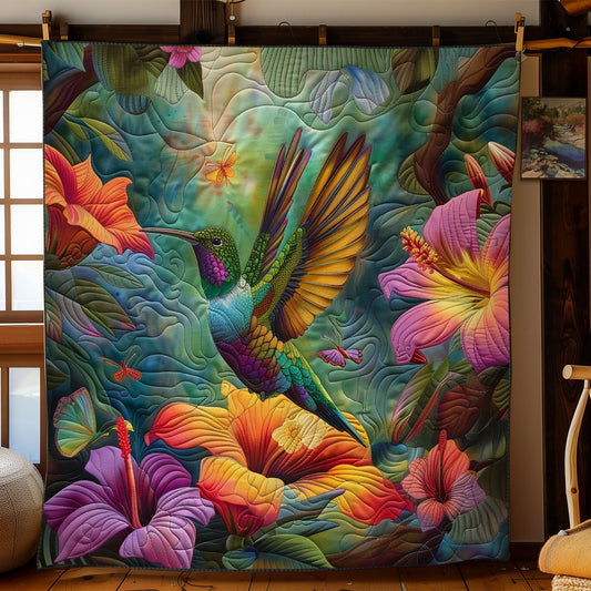 Hummingbird And Flowers WO2908019CL Quilt