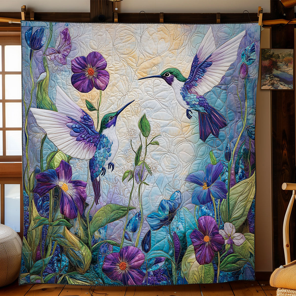 Hummingbird Floral Flight WG2408004CL Quilt