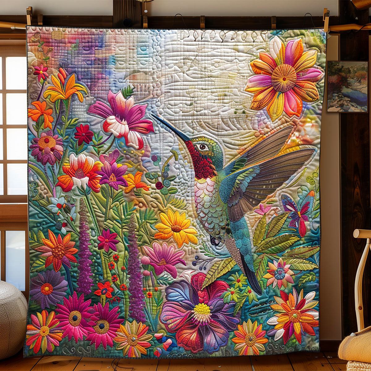 Hummingbird In Garden XR1908051CL Quilt