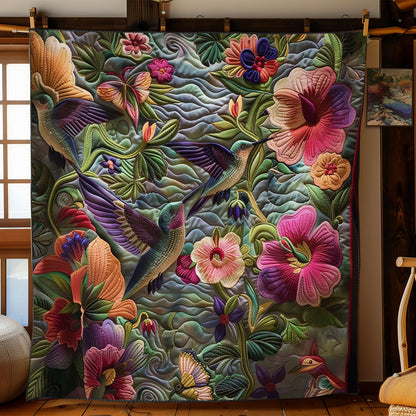 Hummingbird With Florals WO2208049CL Quilt