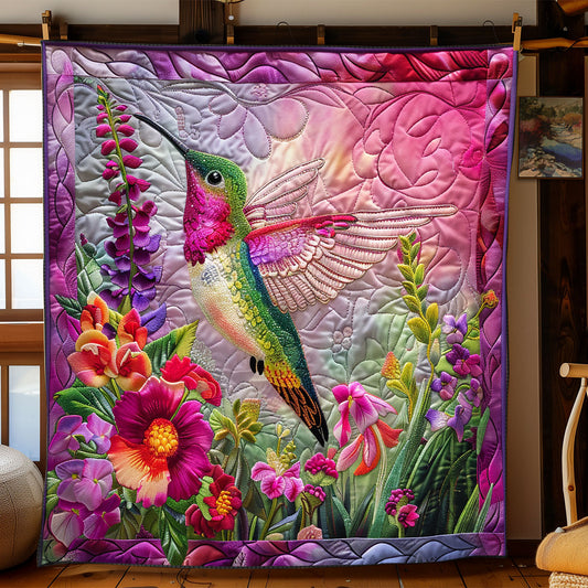 Hummingbird With Flowers XR1008015CL Quilt