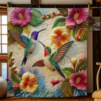 Hummingbirds With Florals WO2308013CL Quilt